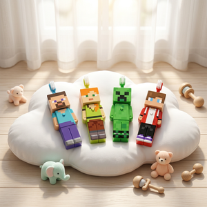 Cepillo de Dientes con Diseño de Minecraft, Figura de Personaje Pixelado, Juguete Coleccionable para Niños, Decoración para Baño - Product Image 3
