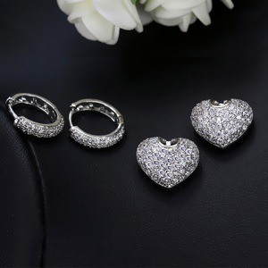 Rhodium Plated Micro Pave CZ <strong>Earrings</strong> Cubic Zirconia Huggie <strong>Heart</strong> <strong>Dangle</strong> Drop <strong>Earrings</strong> for Women Daily Wear Trendy CZ Jewelry - Product Image 5