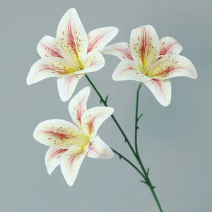 Orchidées roses artificielles dans un pot en céramique, décor de hall d'hôtel de luxe, lys roses en soie écologiques, décoration d'intérieur durable - Product Image 1