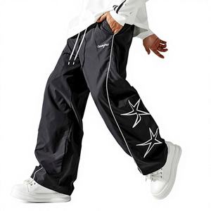 Pantalon décontracté pour homme en laine écologique respirant à jambe droite ample avec cordon de serrage pour l'hiver - Product Image 1