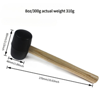 Maillet en caoutchouc robuste pour bricolage 300/400/500/750/1000g, professionnel pour l'installation de carreaux de sol en céramique, manche en bois