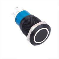 ELEWIND Interrupteur à bouton-poussoir à anneau lumineux de 19mm (PM192F-11ZE/R/12V/A) avec tension maximale de 250V