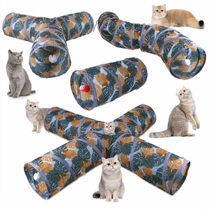 Indoor 2/3/4 5-way Collapsible Polyester Pet Tunnel Tube Foldable Kitty Cat Tunnel with Fun <b>Ball</b> Cat Peek Hole Pet Toys - Product Image 1