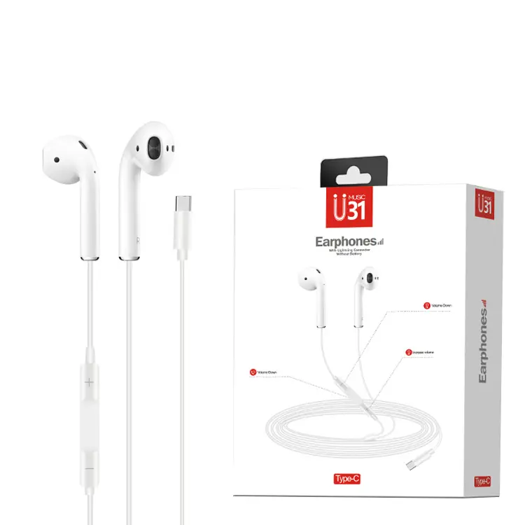 Mobile phone accessories USB C type C headphone earphone in ear wire headphone