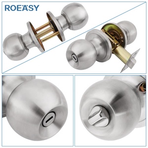 Roeasy Stainless Steel Cylinder Entrance Knobset Tubular Round Knob <strong>Door</strong> <strong>Lock</strong> With Zinc Handles for <strong>Bathroom</strong> Use - Product Image 4