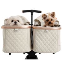 Poussette de luxe décontractée pour animaux de compagnie, pliable, 4 roues, en aluminium, avec deux sièges confortables et fonctionnalités réglables pour chats et chiens