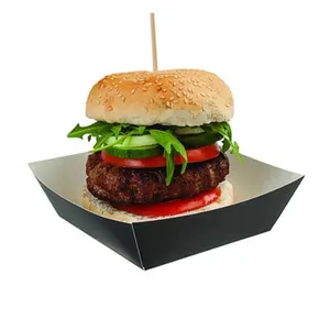 Nero Cartone Carta di Alimento Barca di Burger Vassoio
