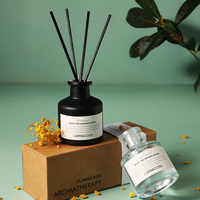 Diffuseur fort unique de roseau de parfum de boîte faite à la main d'OEM de pot en verre noir mat de luxe écologique avec l'huile essentielle