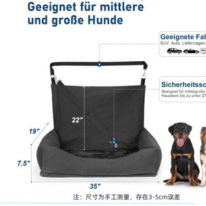 Funda de asiento de coche para perros con cama, rectangular, negra, asiento de seguridad para viajes de mascotas. - Product Image 5