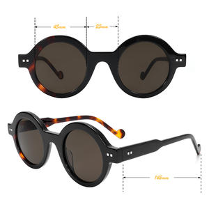 Yuvarlak güneş gözlüğü laminasyon asetat güneş gözlüğü UV400 koruma Retro perçin Vintage güneş gözlüğü Unisex erkekler ve kadınlar için - Product Image 3