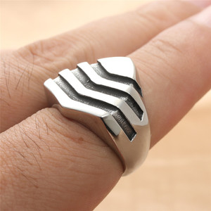 yunnique Men's <b>Titanium</b> Steel Shield <b>Ring</b> Silver Geometric Retro Punk Style Jewelry Gift 213006 - Product Image 4