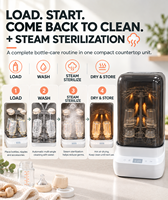 Laveuse-sécheuse électrique automatique pour biberons et tasses sélectionnées, avec nettoyage à la vapeur de 680W et stockage propre 24h/24