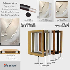 Grande <span class=keywords><strong>peinture</strong></span> <span class=keywords><strong>acrylique</strong></span> abstraite beige et noire Wabi-Sabi peinte à la main sur toile, art mural minimaliste médiéval - Product Image 6