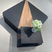 Table basse italienne de luxe en olivier massif, patchwork, durable, écologique, moderne, carrée, pour salon