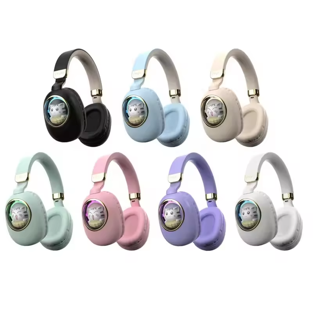 MSB4 Cat Ear Gaming Headphones Cute Design LED Light Wireless Stereo Sound PC/PS4 Compatible for 5.3 Mobile Phone Aviation