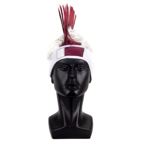 Logotipo personalizado de fábrica, equipo de Qatar, fanáticos del fútbol, sombrero <span class=keywords><strong>Crazy</strong></span> Mohawk, peluca con diadema - Product Image 3