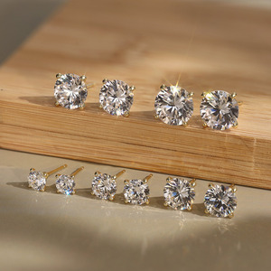 MOE Vente en gros Boucles <span class=keywords><strong>d</strong></span>'oreilles clous en moissanite taille ronde VVS 0,5-4 carats en argent sterling 925 hypoallergénique pour hommes et femmes - Product Image 5