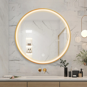 Miroir mural de salle de bain avec éclairage LED, arrondi, anti-buée, lumière 3 couleurs, miroir de maquillage éclairé en verre pour salle de bain - Product Image 3