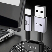 OEM USB-A pengisian cepat, kabel Data ke USB-C, jalinan PVC paduan aluminium, cepat, kabel Data dengan USB 3.0 untuk ponsel Android & IOS