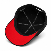 Casquette de baseball en caoutchouc 3D avec patch, étiquette tissée personnalisée, motif squelette Saint, casquette snapback, broderie rose, visière rouge