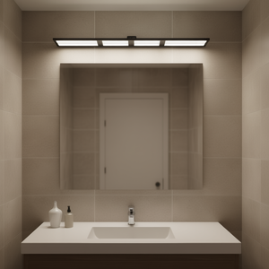 Luminaire LED moderne pour miroir de salle de bain, 4 lumières, mural, en aluminium noir, blanc chaud 3500K, IP44 - Product Image 2