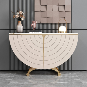 Armoire d'entrée semi-ronde de luxe moderne et légère Armoire décorative de couloir moderne haut de gamme de style italien - Product Image 2