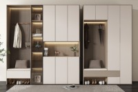 Armoire de rangement de luxe pour chaussures avec éclairage LED et vitrine en verre, banc d'entrée pour couloir, salon, meuble de maison, armoire sur mesure
