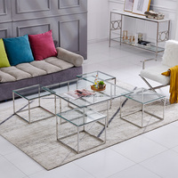 Table basse carrée en acier inoxydable avec dessus en verre, couleur dorée, au design moderne, pour meubles de salon et de chambre à coucher