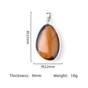 Halus 26x36mm perak berlapis air Drop bentuk tidak beraturan Cabochon kristal alami batu liontin dengan hitam kulit tali rantai