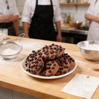 Kue Kering Cokelat Chip Tanpa Bahan Tambahan Buatan Rasa Kakao Ganda Biskuit Renyah Kemasan Individu untuk Supermarket & Toko Roti