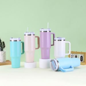 Double Wall <b>Travel</b> H2.0 <b>Handle</b> Car Tumbler 40oz <b>Mug</b> Lid Straw Anti-Slip OEM Custom Logo ODM - Product Image 3