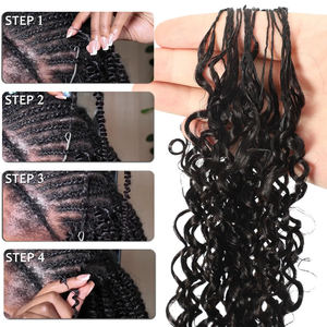 Extensions de cheveux humains au crochet Deep Wave Feathers, bouclées serrées, pré-séparées, sans nœuds, avec boucle <span class=keywords><strong>pour</strong></span> tressage - Product Image 6