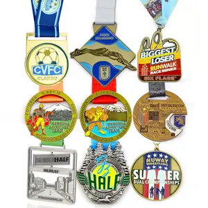 OEM Manufactures Marathon Race Finisher 5k Running Award Custom Metal Sport Medals With Ribbon