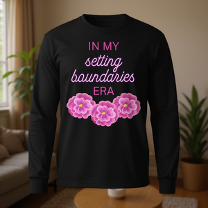 T-shirt à manches longues In My Setting Boundaries Era avec fleurs roses, T-shirt promotionnel Era Pink Flowers - Product Image 3