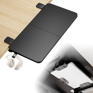 Jh-mech Bàn Mở rộng khay với lưu trữ chủ sở hữu bề mặt không thấm nước Matte <span class=keywords><strong>Black</strong></span> Heavy-Duty kẹp bàn Extender kệ - Product Image 1