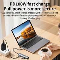 Concentrador 5 en 1 con entrega de energía de 100W RJ45 Gigabit 2 puertos de datos USB 3,0 A compatibles con iPhone 16 Pro Max XPS Lenovo