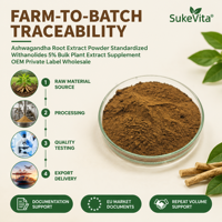 Extrait de racine d'Ashwagandha en poudre, avec 5% de Withanolides standardisés, supplément d'extrait végétal en vrac, OEM, marque privée, vente en gros