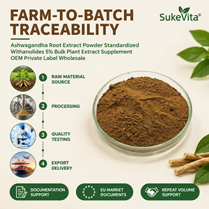 Ashwagandha-Wurzelextrakt-Pulver Standardisierte Withanolide 5% Großhandel Pflanzenextrakt-Nahrungsergänzungsmittel OEM Private Label - Product Image 6