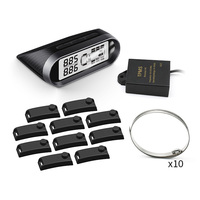 Système de capteurs internes TPMS pour camion 203 PSI Mata T2 14 pneus avec écran LCD solaire, alarmes de pression et de température en temps réel
