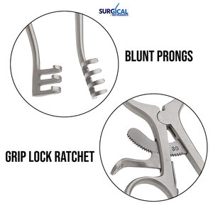 Weitlaner เครื่องดึงรั้ง4x4แบบแมนนวล14ซม. คุณภาพระดับพรีเมี่ยมพื้นฐานการรักษาตัวเองสำหรับเครื่องมือผ่าตัดที่ทำจากเหล็ก - Product Image 5