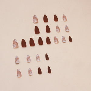 Ongles à Pression <span class=keywords><strong>de</strong></span> Haute Qualité, Prix <span class=keywords><strong>de</strong></span> Gros, Courtes, Couleur Café, <span class=keywords><strong>Faux</strong></span> Ongles Ombrés Courts Cercueil, Ongles Artificiels - Product Image 4