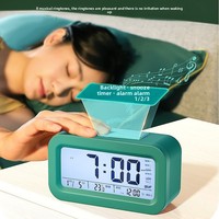 Réveil électronique à haut volume YAOQIU avec affichage numérique LED, diffusion vocale, mesure de l'humidité, fonctionne sur piles, design moderne