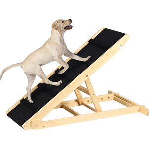 Solid Wood Adjustable Dog Ramp Stairs Bedside <b>Ladder</b> For Dogs With Non Slip Surface Customizable Size Natural Color - Product Image 1