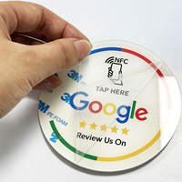 Carte NFC en acrylique personnalisée avec code QR pour avis clients, incluant des outils d'analyse et une page d'accueil personnalisable