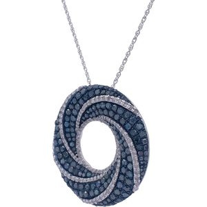 Collar con colgante de círculo de diamantes Ornaatis, 4,80 quilates, diamantes azules y blancos de talla redonda, plata de ley 925, uso diario para mujer - Product Image 2