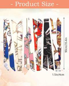Schmales, langes Seidenähnliches Quadratisches Tuch für Damen, Haarband, Handtaschenriemen im Europäisch-Amerikanischen Vintage-Stil mit Druck - Product Image 3