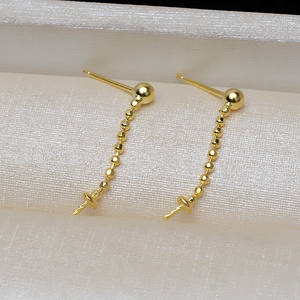 Petites boucles d'oreilles carrées en argent S925 avec 5 à 7 perles, boucles d'oreilles ouvertes, accessoires de bijoux DIY, plateau 1129, personnalisées pour femme - Product Image 1