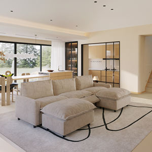 أريكة كهربائية قابلة للطي من ATUNUS، مبيعات ساخنة، أريكة محشوة بالريش، كنبة لغرفة المعيشة بلون الكاكي، أريكة قطاعية على شكل حرف U أو L - Product Image 3