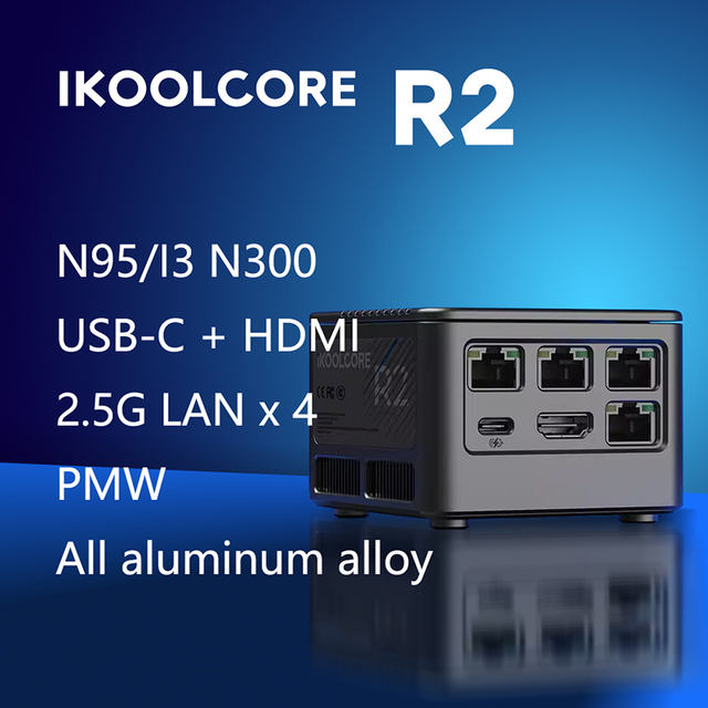 R2 Mini Pc Firewall Router N95 N300 4 LAN DDR5 WIFI 6