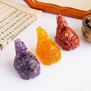 Adorno de <span class=keywords><strong>Tortuga</strong></span> Dragón de Resina Epoxi con Virutas de Cristal Natural al por Mayor, Mascota de Longevidad, Regalo de Año Nuevo - Product Image 6